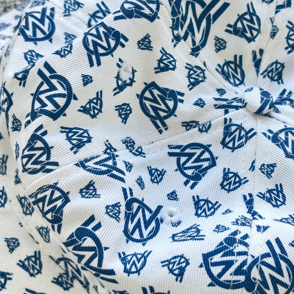 Disney Parks Bucket Hat Adult OS White Blue Monogram NWT Streetwear Disneycore - Picture 7 of 8